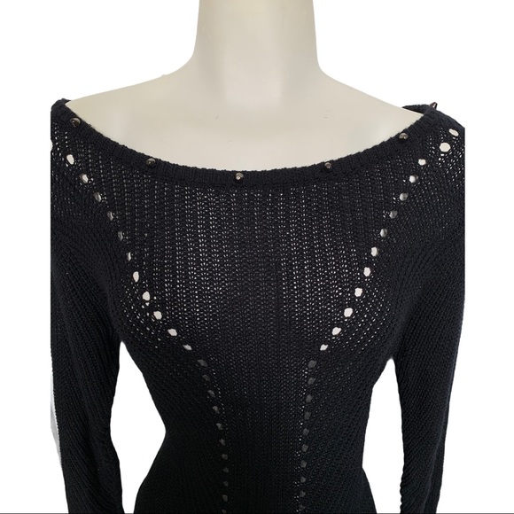 Guess Knit Sheer Black Sweater Sz Medium - Picture 5 of 9